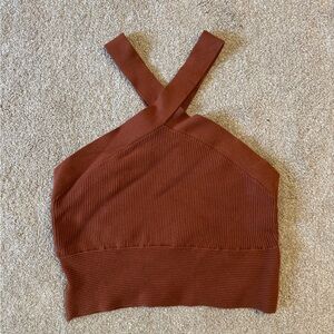 NEW Abercrombie and Fitch Rust Brown Women's Cross-Strap Sweater Tank Top